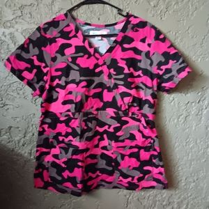 Woman uniform top,  Large  Pink, Gray, Black  camo